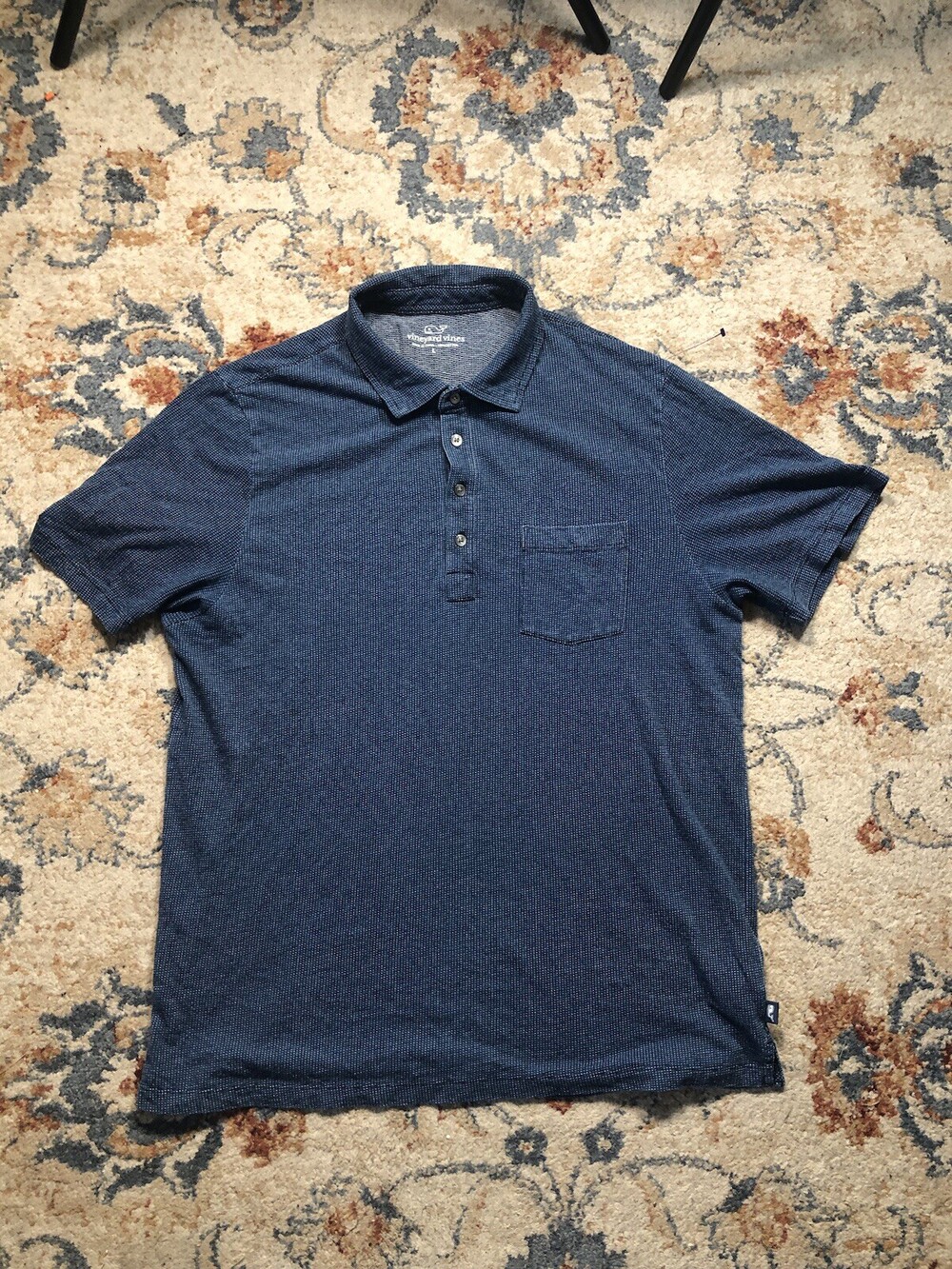 Vineyard Vines Mens Short Sleeve Polo Large Blue Golf Outdoor Front Pocket